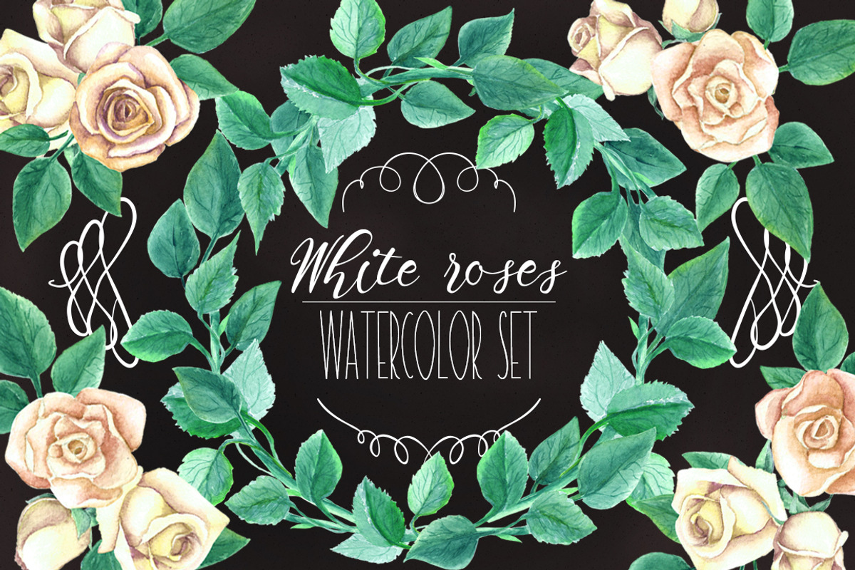 Watercolor White Roses Wedding Set, an Illustration by WBS Design (Photo 1 of 8)