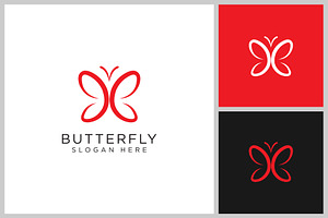 Butterfly Animal Logo Design Vector