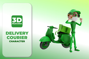 3D DELIVERY COURIER ILLUSTRATION