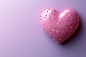 Heart-shaped pink dessert with sprin, a Photo by Tanuart