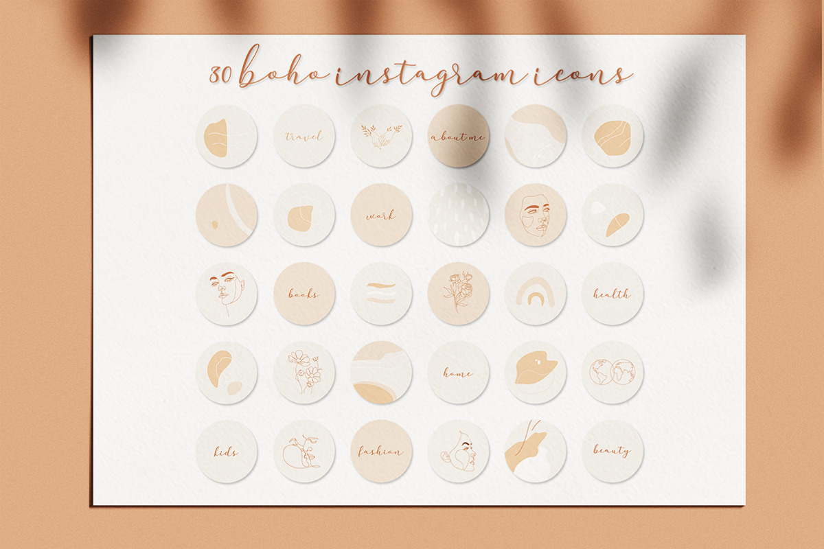 Neutral Bohemian Insta Story icons, a Social Media Template by velychko.ua (Photo 2 of 9)