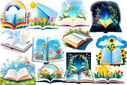 Vintage Flowers With Book, an Illustration by Wow Magic (Thumbnail 2 of 5)