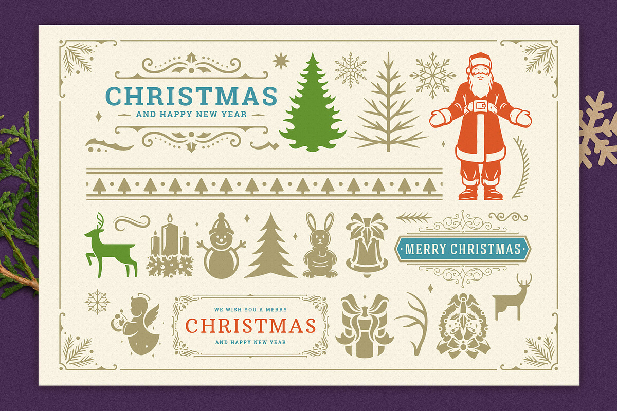 Christmas Retro Design Bundle, a Poster Template by Vasya Kobelev (Photo 10 of 11)