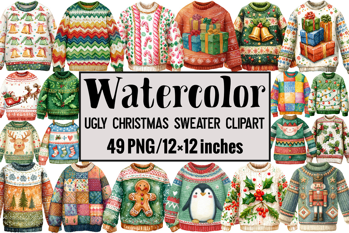 Ugly Christmas Sweater Clipart, an Illustration by Design Market (Photo 1 of 3)