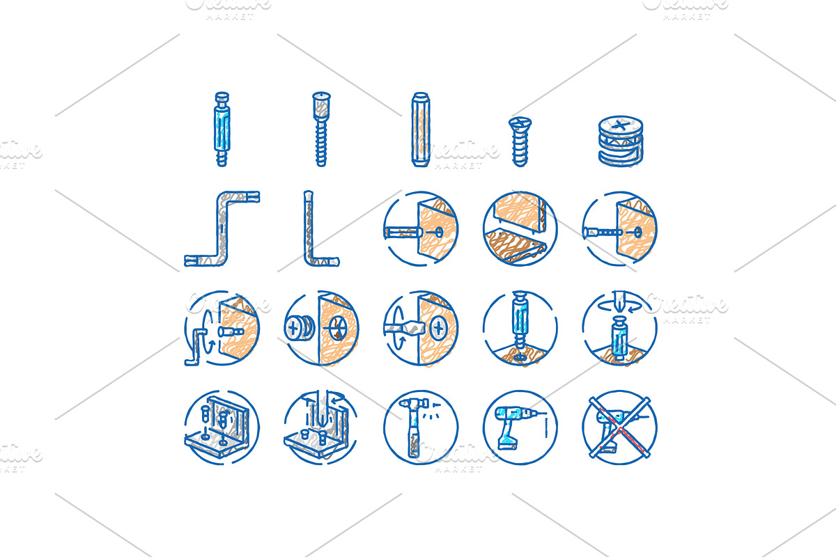 assembly furniture instruction icons, an Object Illustration by pikepicture