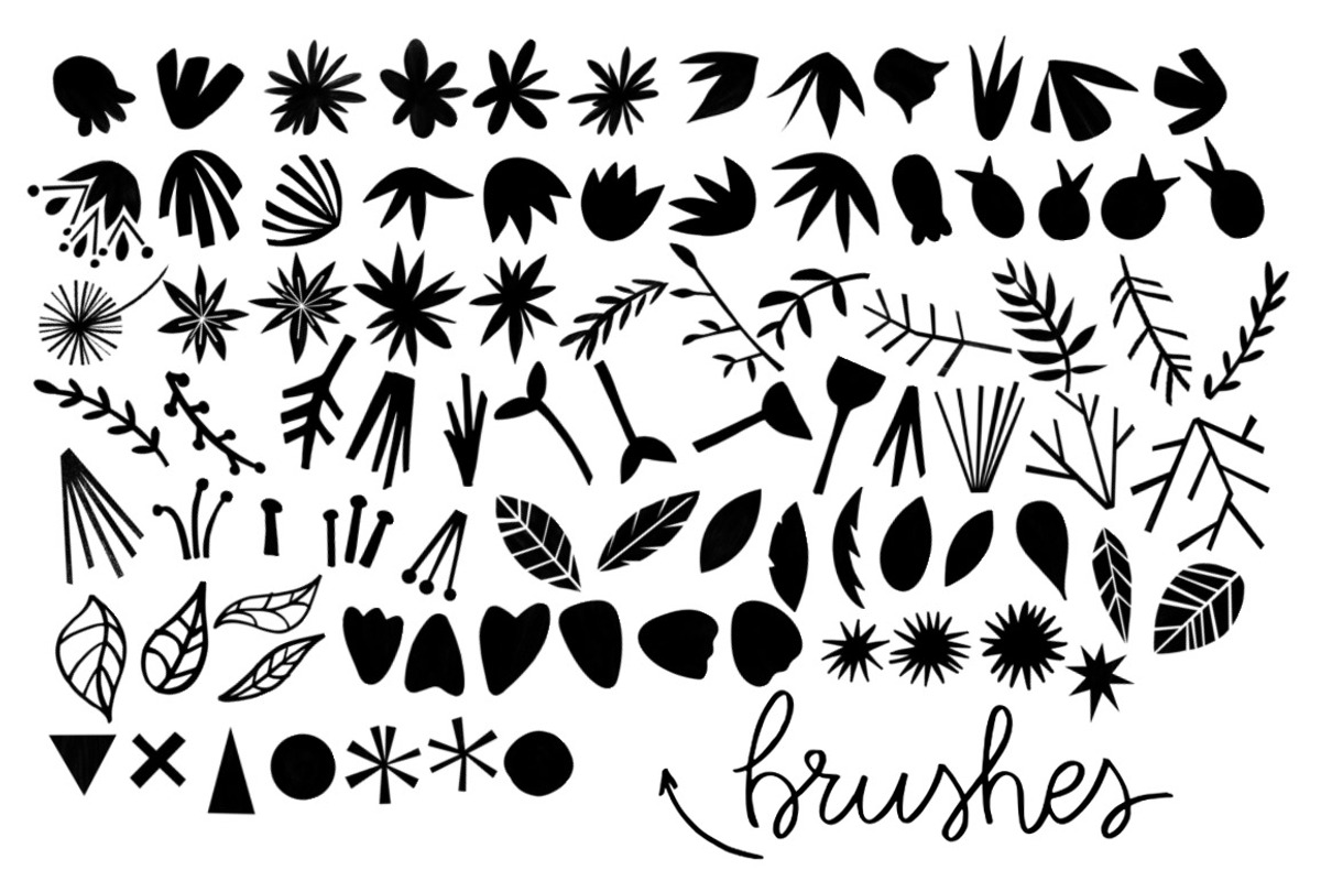 Floral shapes brushes, a Texture Graphic by Natalia Gonzalez (Photo 2 of 6)