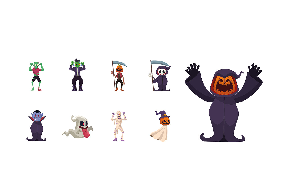 Halloween Character Illustration Set, a Templates & Theme by studiogstock (Photo 2 of 2)