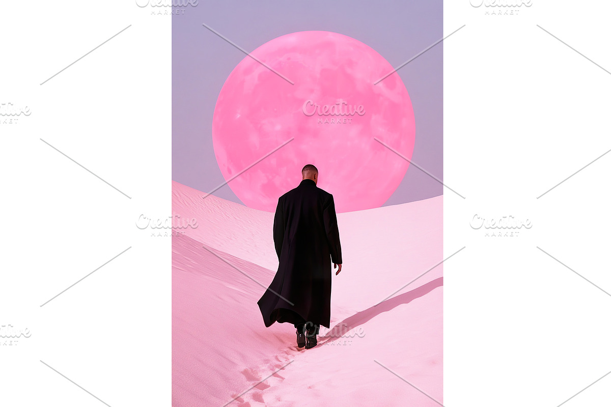 man in a long coat walking on a, an Illustration by Lermont51