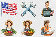 Labor Day Watercolor Clipart, a Seasonal Illustration by Rose Art (Thumbnail 2 of 4)