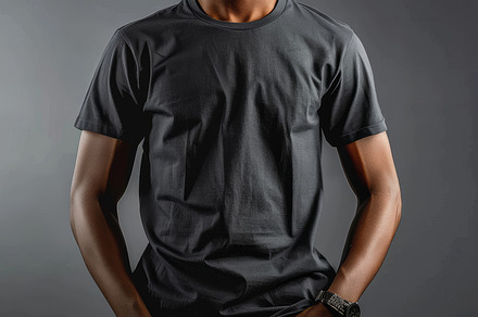 Stylish Mannequin Wearing Black Men's T-Shirt Isolated on Grey Background, a Photo by AS photostudio