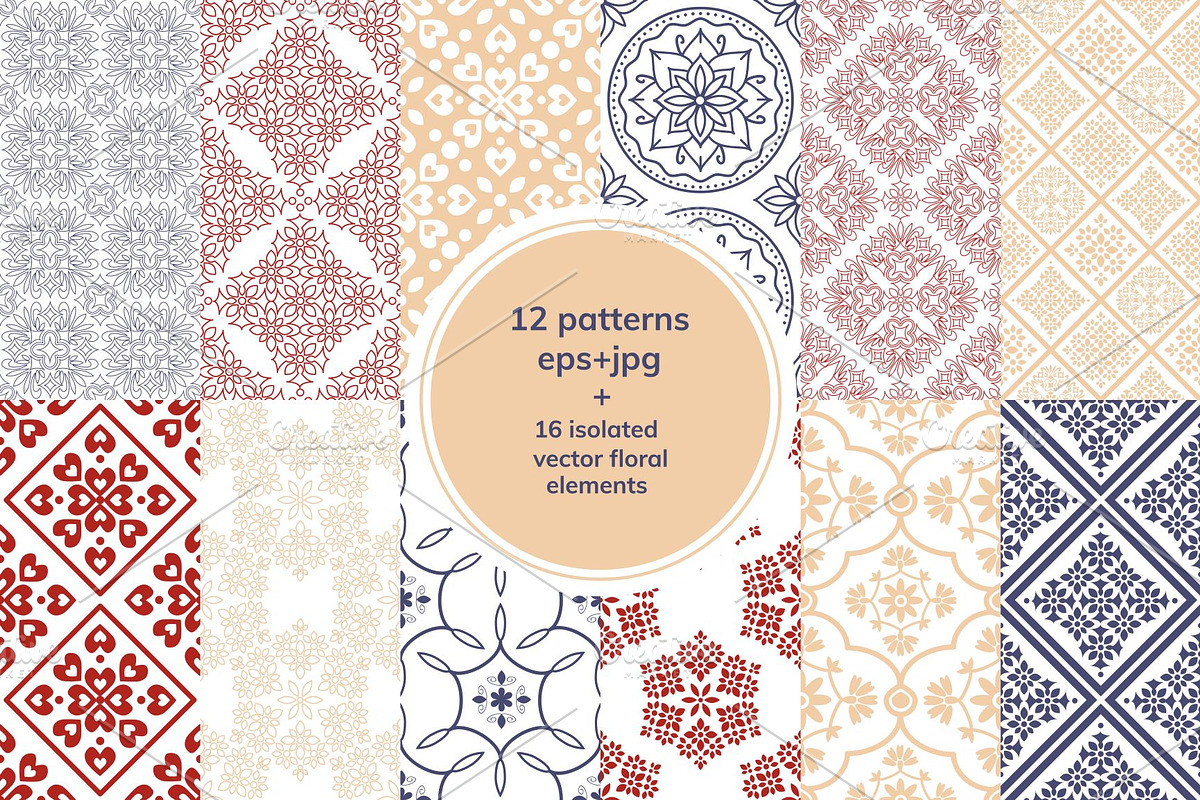 Decorative patterns set, a Pattern Graphic by elyomys (Photo 1 of 5)