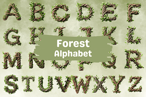Forest Alphabet Sublimation Clipart