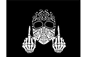 Skull Vector With Middle Finger Up A