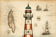 Vintage Lighthouse, a Background Graphic by Printable Treasure (Thumbnail 2 of 7)