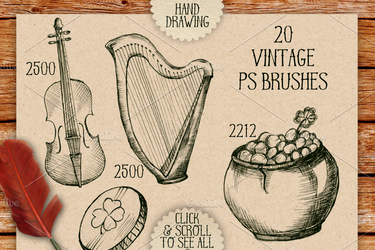 Big Irish Watercolor & Ink Set, an Illustration by Fluffy Unicorn (Photo 4 of 6)