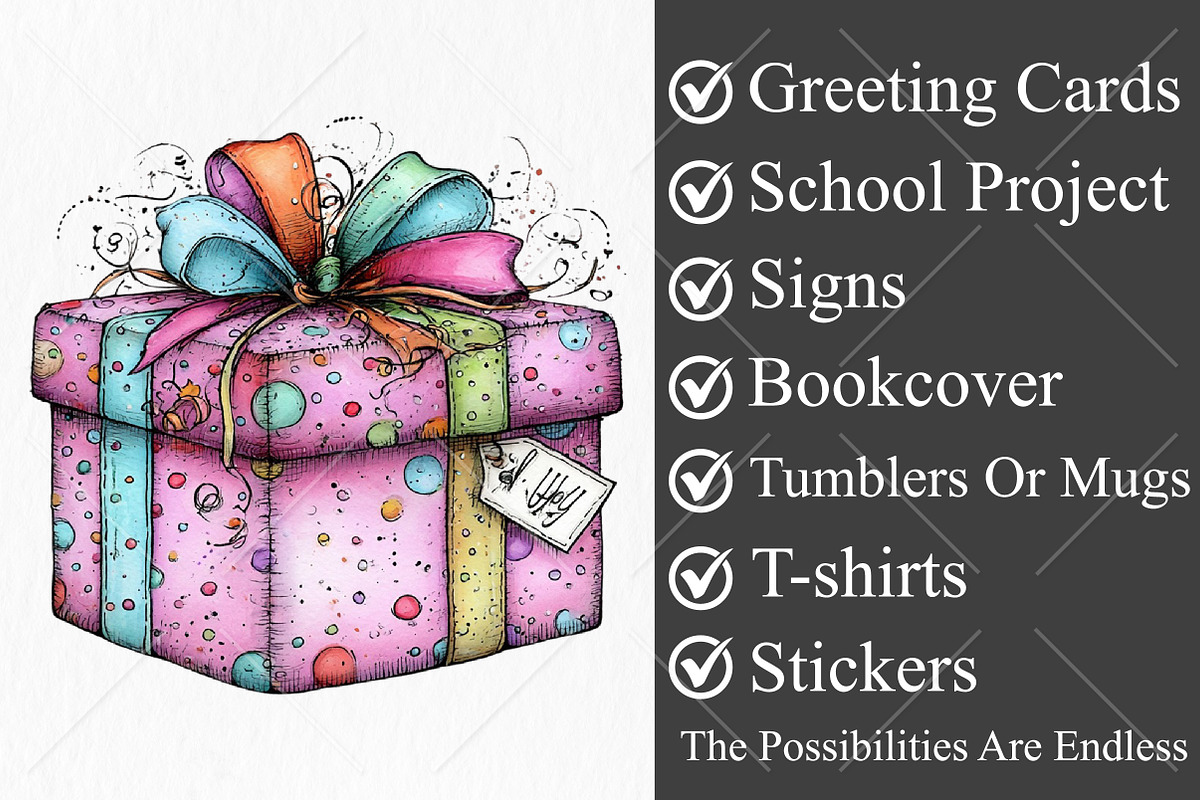 Watercolor Birthday Clipart Bundle, a Seasonal Illustration by Canvas Craft (Photo 3 of 10)