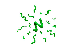 3d Green curly confetti ribbons, an Illustration by Abscent