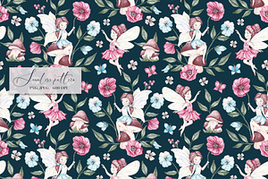 Watercolor Fairy Floral Pattern