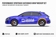 Performance Sportback Hatchback Set, an Advertising Mockup by Halal Graphic Studio (Thumbnail 1 of 12)