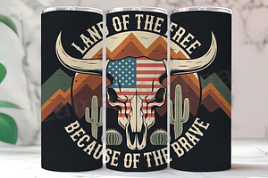 Land Free Cow Skull 20oz Tumbler, an Arts & Entertainment Photo by LamanAzalea