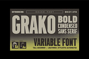 Grako - Bold Condensed Variable Font, a Sans Serif Font by Drizy (Thumbnail 1 of 9)