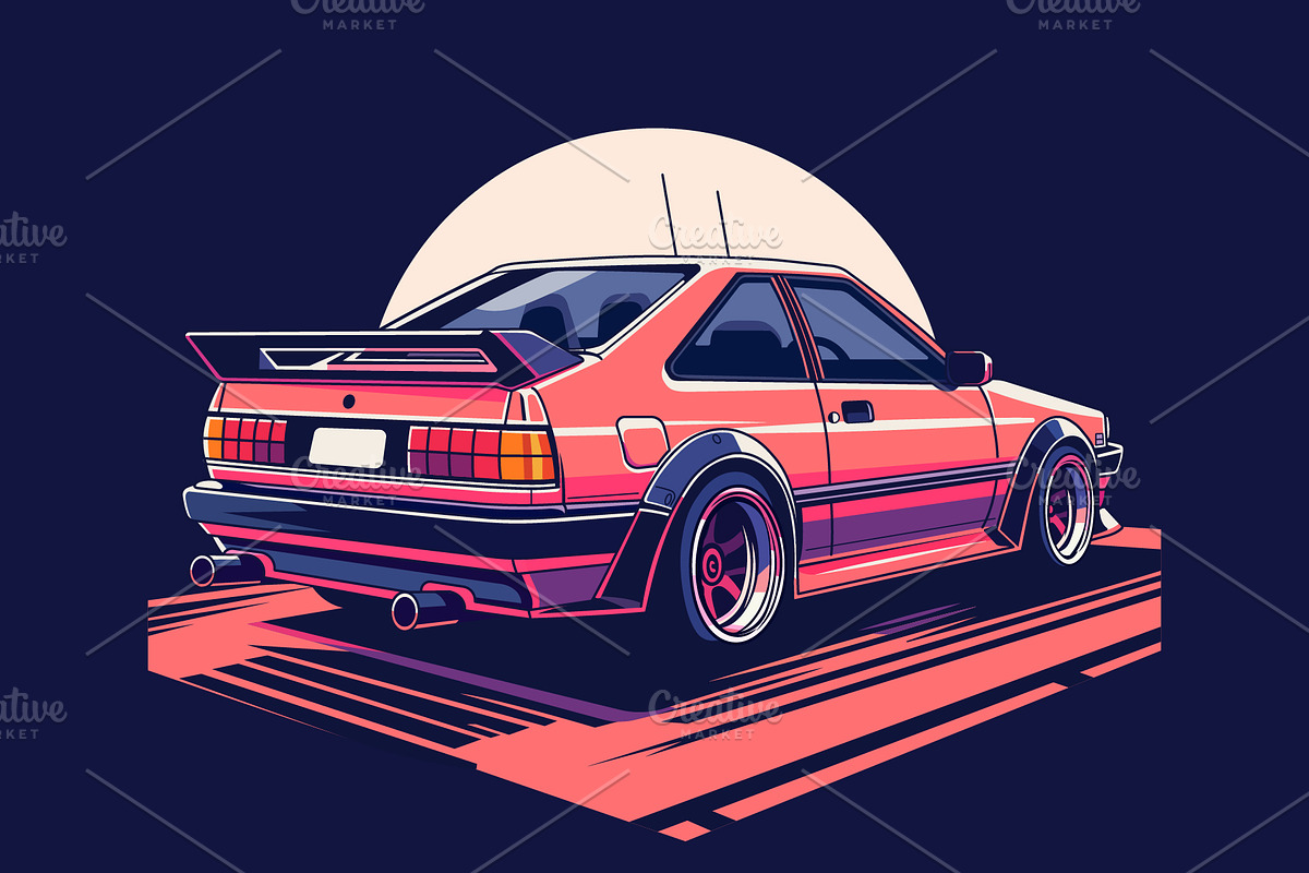 Jdm toyota corolla ae86 hachiroku, a Transportation Illustration by Light_Lenser