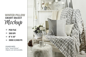 Christmas Pillow Mockup on Chair PSD