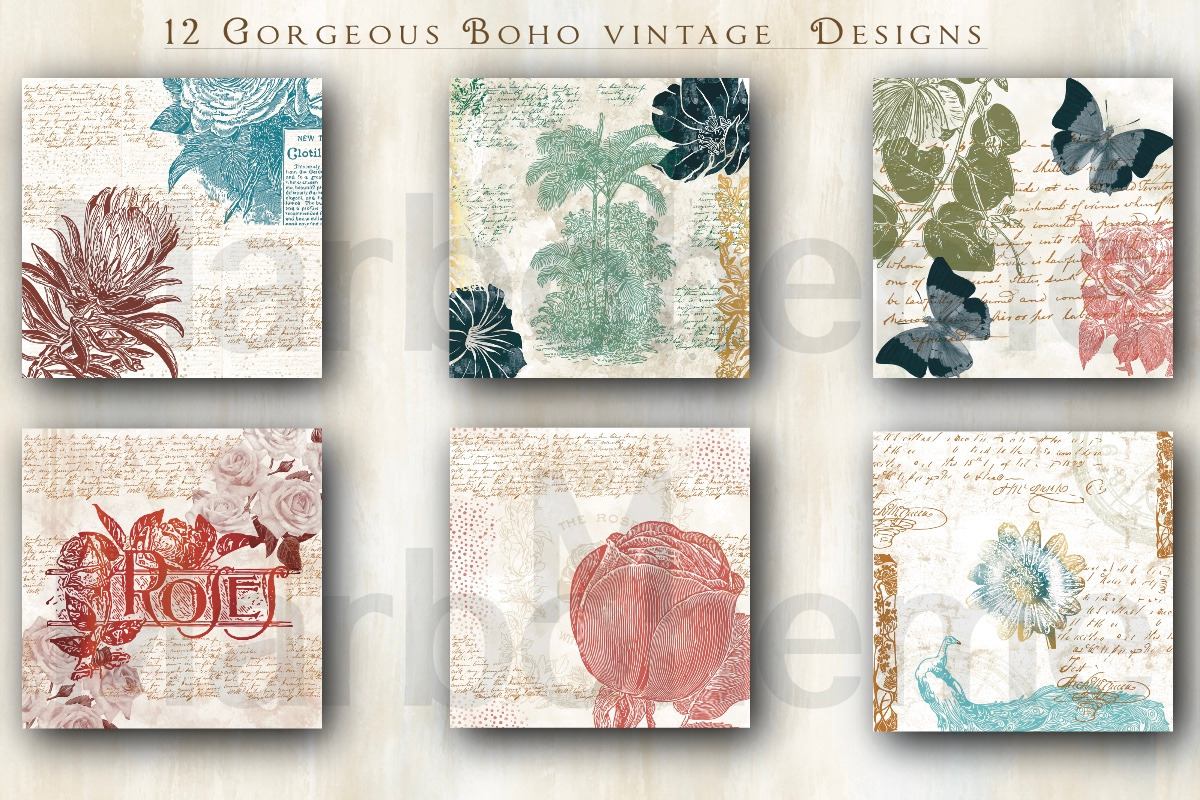 Vintage Digital Papers 2, a Texture Illustration by Luna Y Mar (Photo 3 of 9)