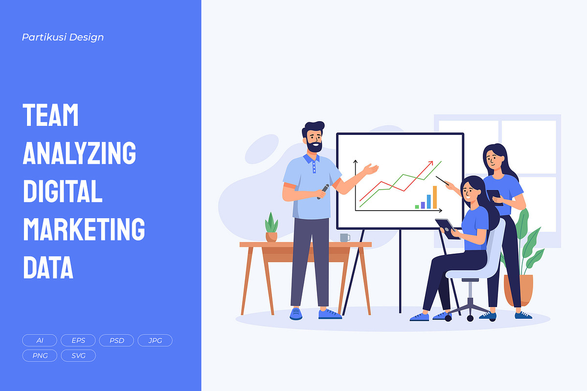 Team Analyzing Digital Marketing, a Person Illustration by Partikusi Design (Photo 1 of 3)