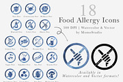 Watercolor Food Allergy Icon Set, a Food Illustration by Momo Studio (Thumbnail 1 of 7)