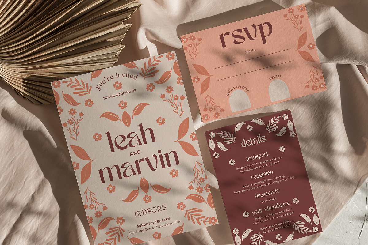 Floral Modern Wedding Invitation Set, an Invitation Template by StudioVonBraitenberg (Photo 1 of 10)