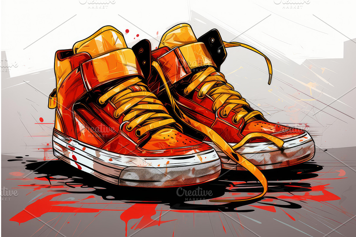 Artistic Sneakers illustration, an Illustration by Ylivdesign