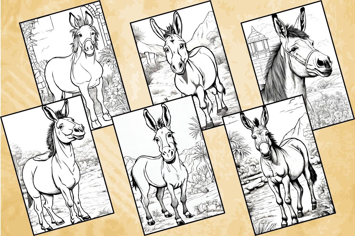 Donkey Coloring Pages, an Animal Illustration by Catchy Ideaz (Photo 3 of 3)