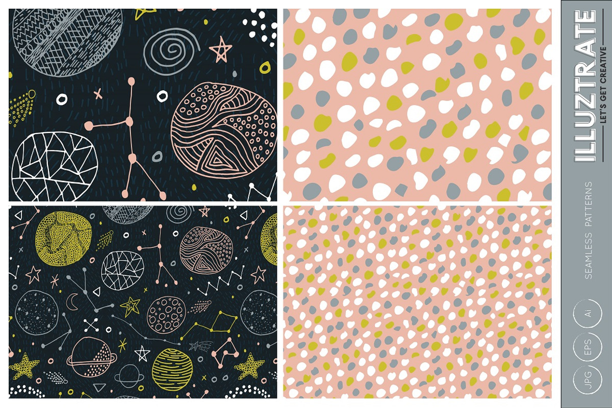 Space Seamless Vector Patterns, a Pattern Graphic by illuztrate