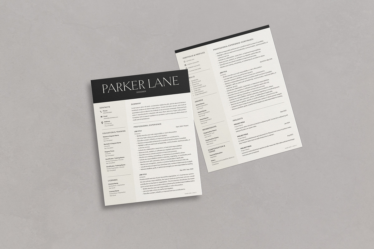 Parker Resume CV Kit, a Resume Template by Franklin Lane (Photo 5 of 6)