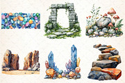 Watercolor Rock Borders Clipart Bund, an Illustration by DreamCafeArt (Thumbnail 8 of 9)