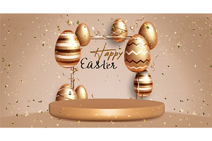 Round stage and golden Easter eggs, an Object Illustration by art PVP - market