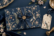 Navy Blue Chinoiserie Wall Mural, a Wallpaper Graphic by by creative paper (Thumbnail 20 of 20)