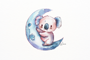 Chibi Koala on Moon Clipart, an Animal Illustration by New-School-Wave (Thumbnail 4 of 5)