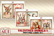 Valentines animals cards set-1, an Animal Illustration by CraftArtStory (Thumbnail 2 of 6)