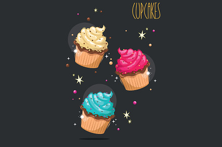 Cupcakes. Vector illustration