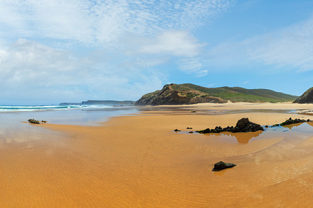 Summer sandy beach (Algarve, Costa Vicentina, Portugal)., a Nature Photo by YuriyB