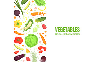 Vegetables Organic Farm Food Banner, a Food Illustration by TopVectors