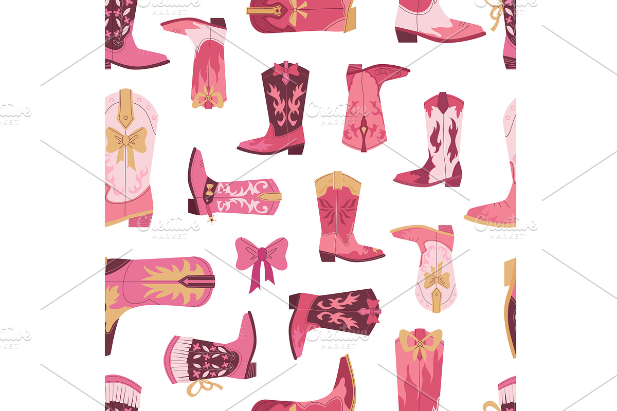 Groovy Retro Cowgirl Boots pattern, an Illustration by Multigon