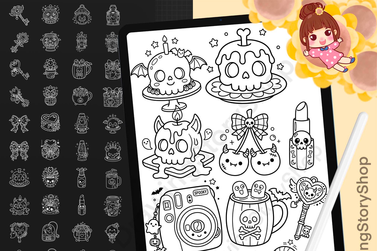 200 Procreate Halloween Stamps, a Brush Add-On by DrawingStoryShop (Photo 1 of 6)