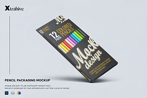 Colored Pencils 12 Pack Mockup, a Pens & Pencil Mockup by Xtrahive