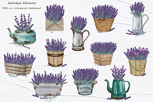 Rustic Lavender Watercolor Clipart