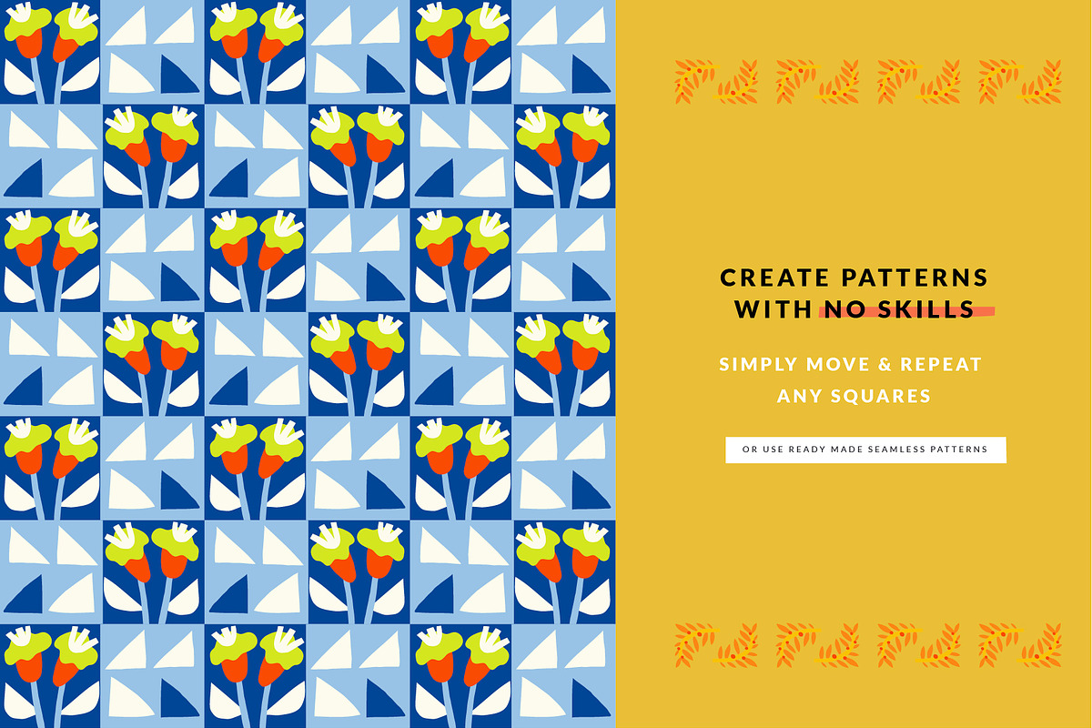 Bloom Blocks Naive Floral Clipart, a Decorative Illustration by Olia (Photo 16 of 25)