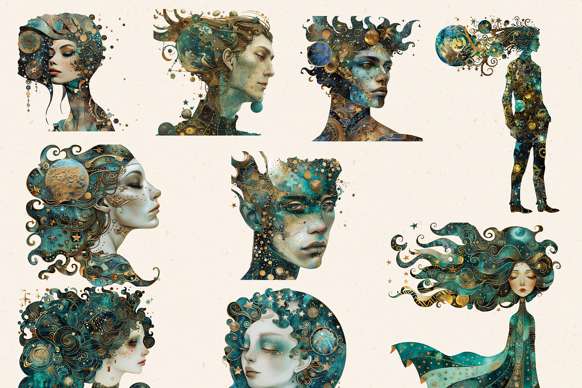 BRASS CELESTIAL CREATURES CLIPART, a Person Illustration by Daring Digies (Photo 3 of 8)