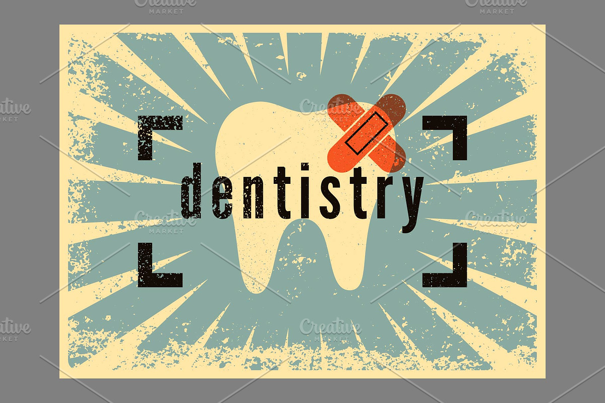 Dentistry grunge vector poster set., a Healthcare Illustration by PoPaShop (Photo 8 of 8)